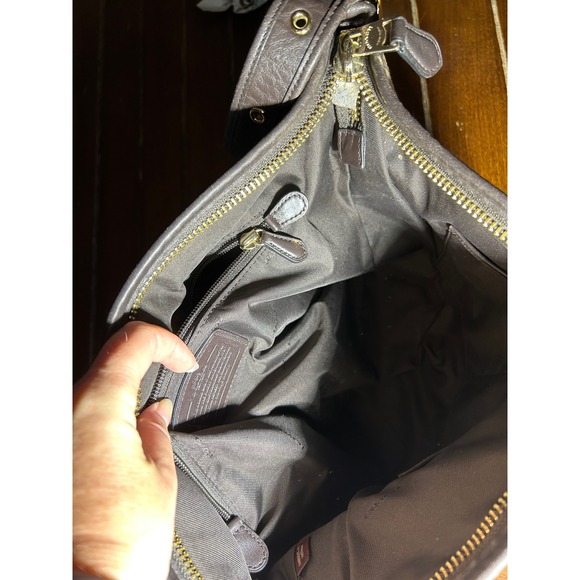 Coach Signature C Monogram Canvas Leather Trim Shoulder Bag‎ Brown Beige - Picture 8 of 8